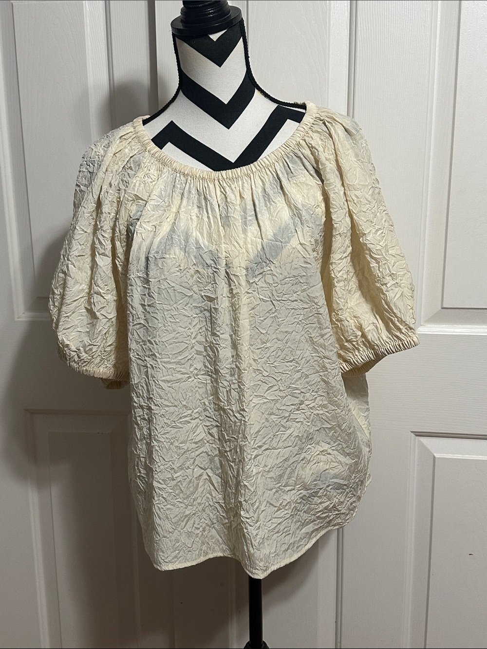 & Other Stories Cream Textured Peasant Blouse